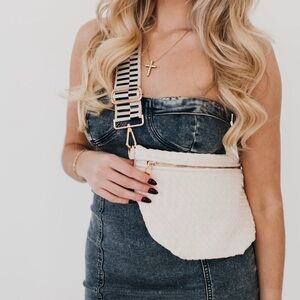 NEW Woven Belt/Bum Bag-Cream